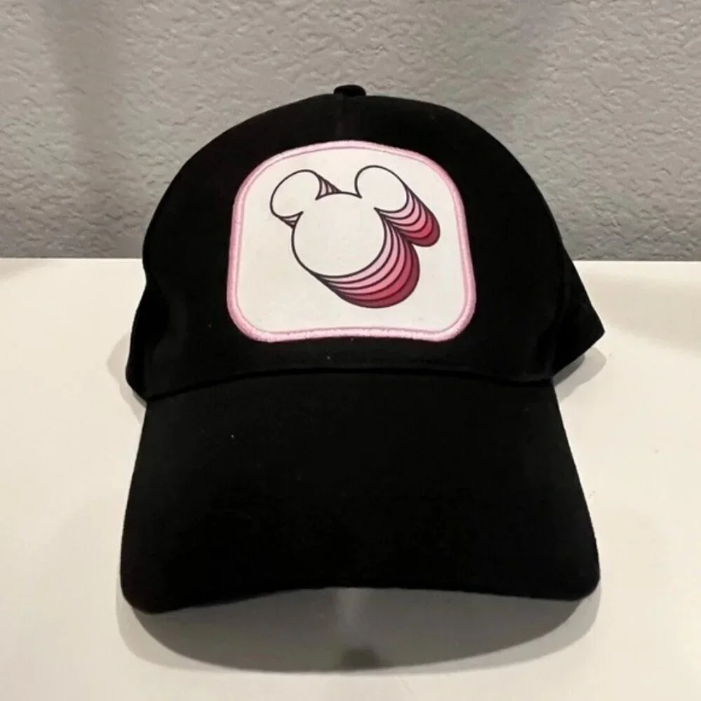 Disney Mickey Mouse Baseball Hat Black White Patch Embroidery - Adjustable Cap